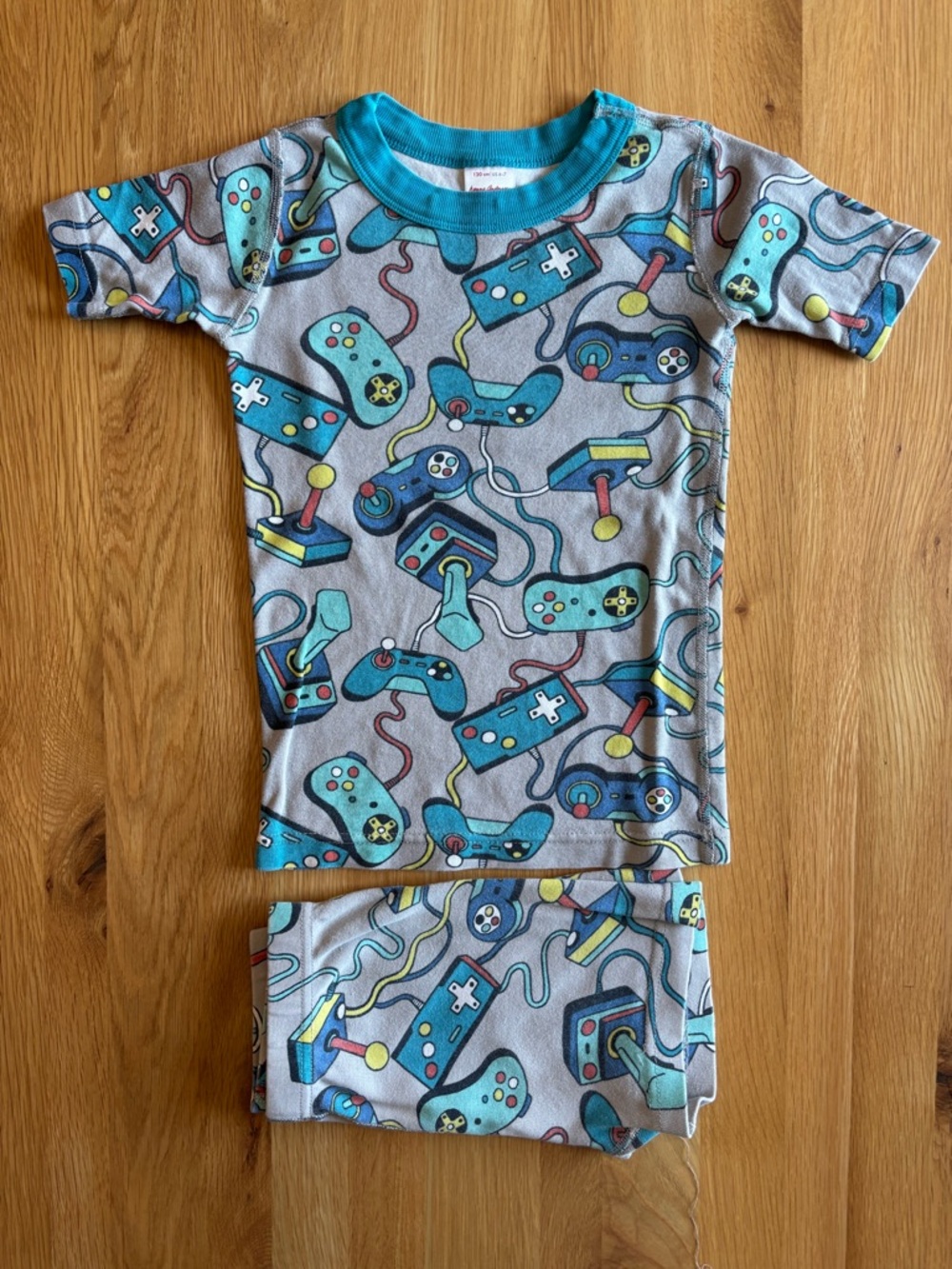 Hanna Andersson Teal and Gray Video Game Controller Pajama Set